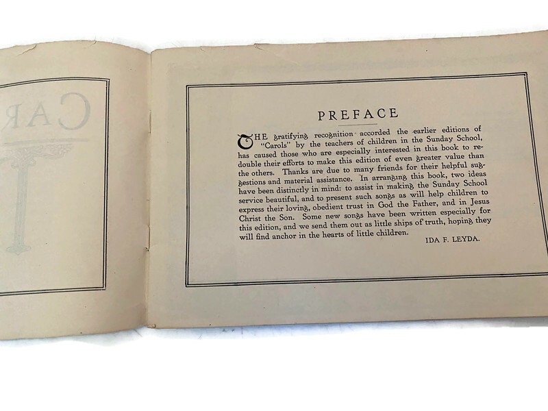 Antique Softbound Song Book, Carols, by Leyda Publishing 1914