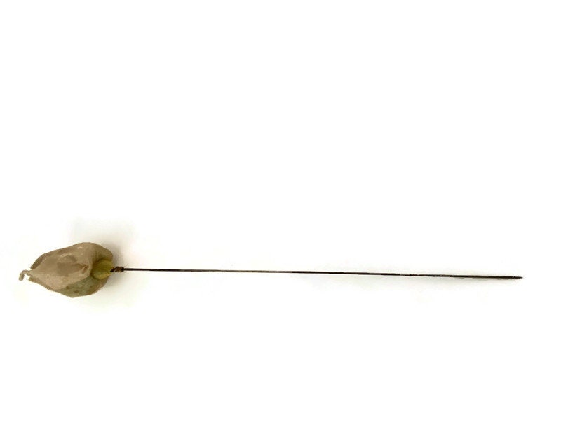 Antique Victorian White Rose 12" Hatpin at Duckwells