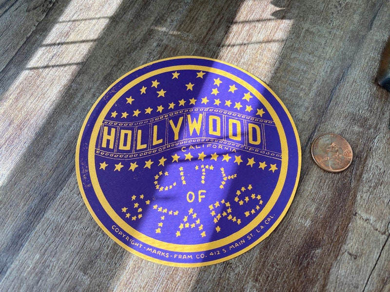 1930's Hollywood California Travel Sticker, City of Stars at Duckwells