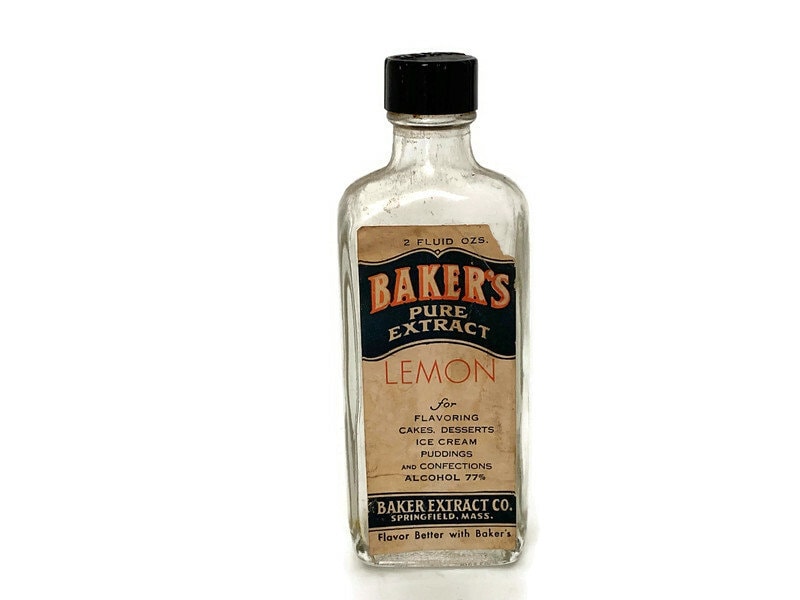 Vintage Baker's Pure Extract Bottle, Springfield Massachusetts