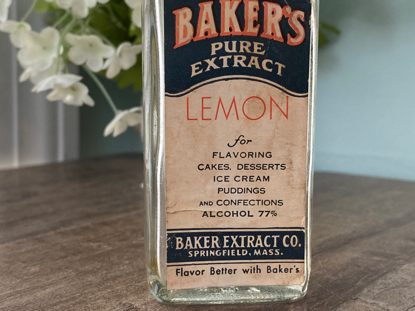 Vintage Baker's Pure Extract Bottle, Springfield Massachusetts