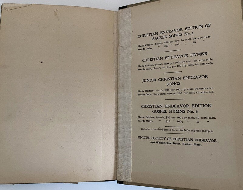 Antique Gospel Hymnal, Junior Christian Endeavor Songs