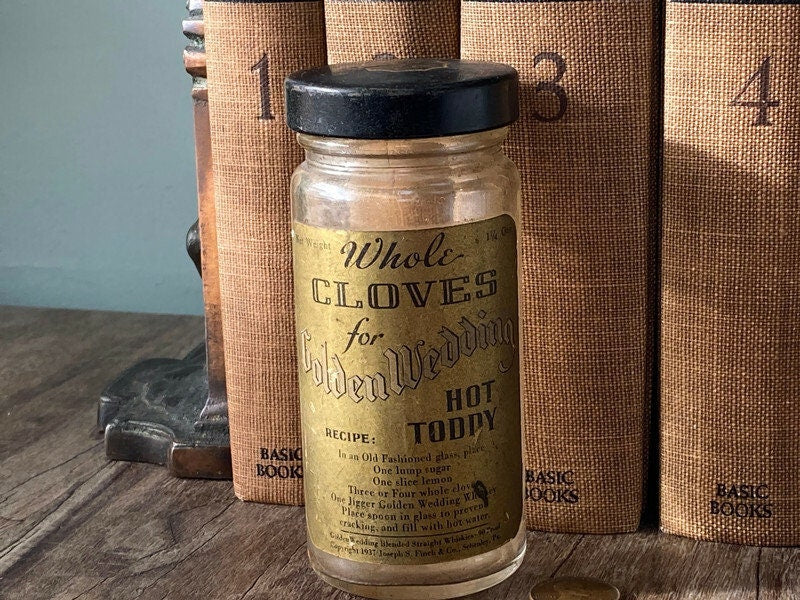 1930's Cloves Golden Wedding Glass Jar