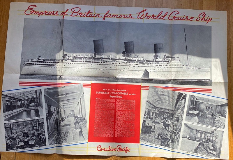 1938 Cruise Ship Brochure, The Empress of Britain Canadian Pacific at Duckwells