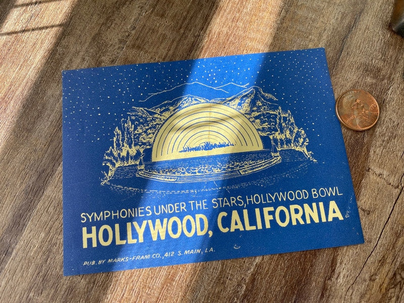 1930's Hollywood Bowl California Travel Sticker