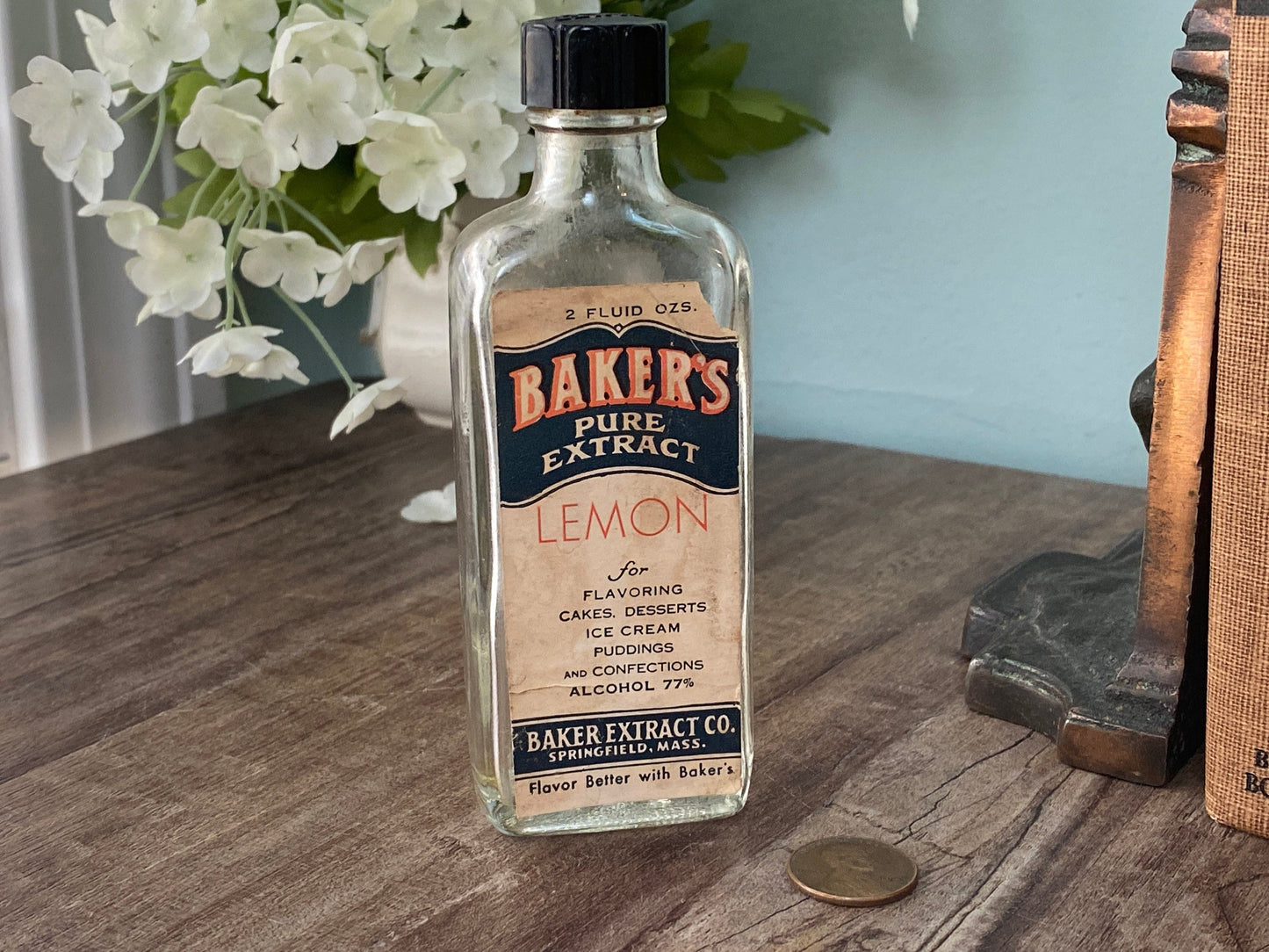 Vintage Baker's Pure Extract Bottle, Springfield Massachusetts