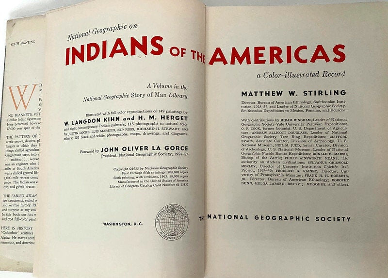 Vintage Book, Indians of the Americas, National Geographic Society
