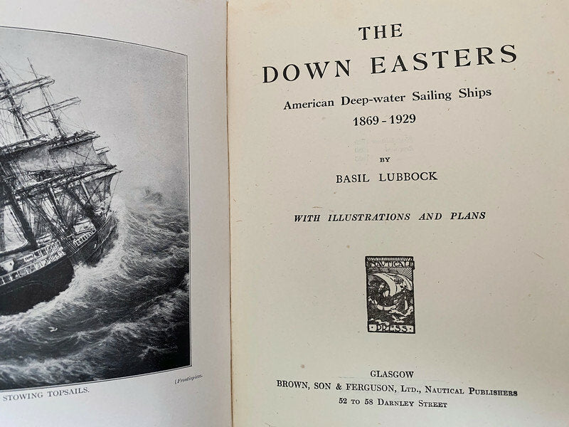 Vintage Hardcover Book The Down Easters: A Classic Maritime History Book by Basil Lubbock at Duckwells
