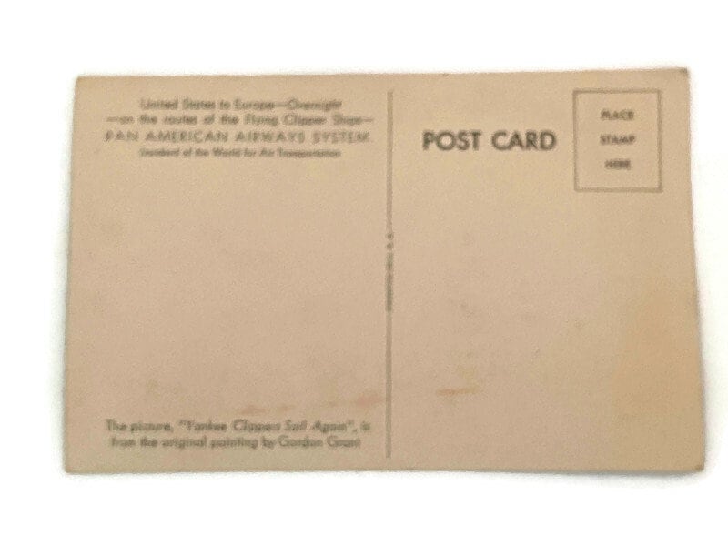 Rare vintage Pan American Airways Flying Clipper Ships Postcard
