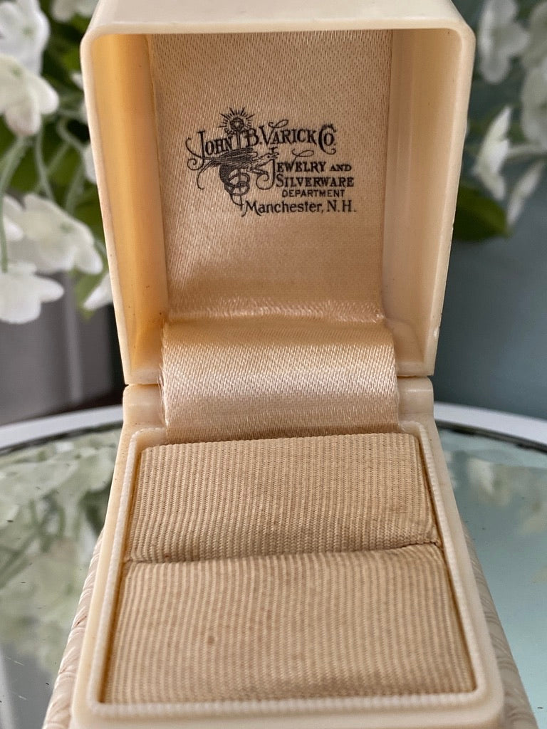 Antique Ring Box, Celluloid with Store Logo at Duckwells