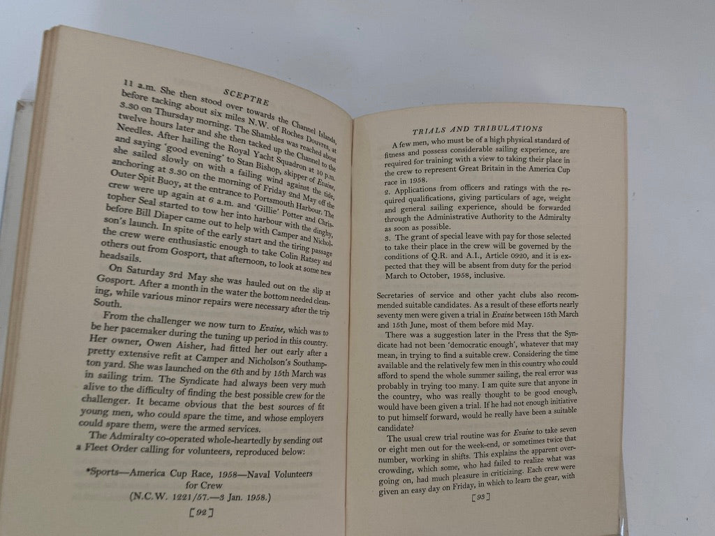 Vintage Sailing History Book, Sceptre, The Seventeenth Challenger at Duckwells