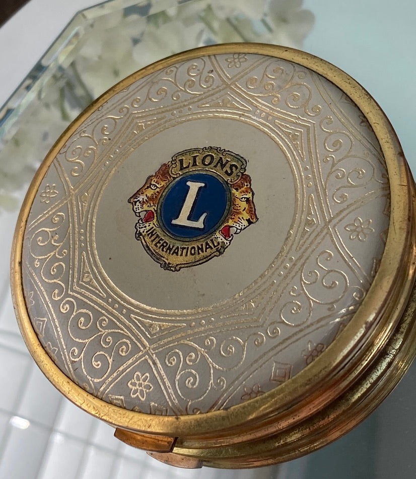 Vintage Lions International Mirrored Powder Compact at Duckwells
