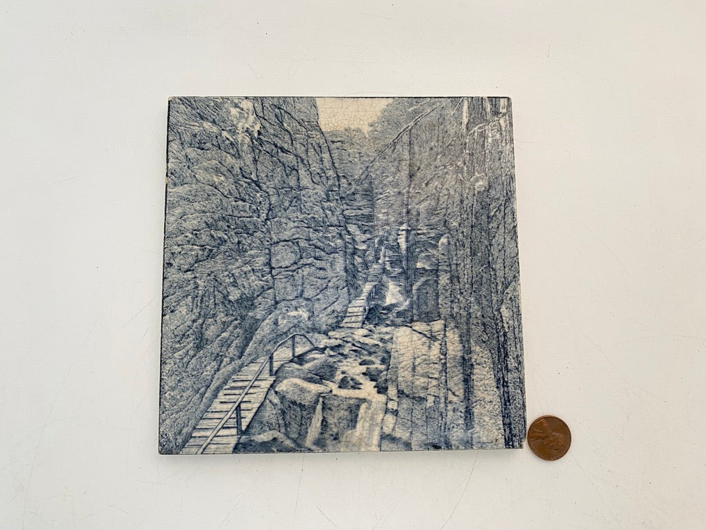 Antique Ceramic Tile of The Flume Gorge, Franconia NH at Duckwells