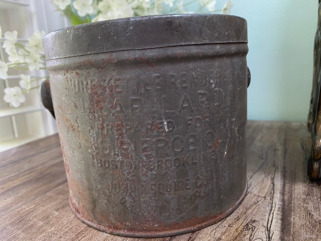 Antique Boston Lard Metal Advertising Can at Duckwells