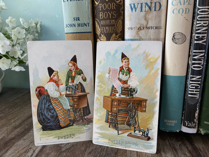 Antique Singer Sewing Advertising Cards, Swedish Collectibles at Duckwells