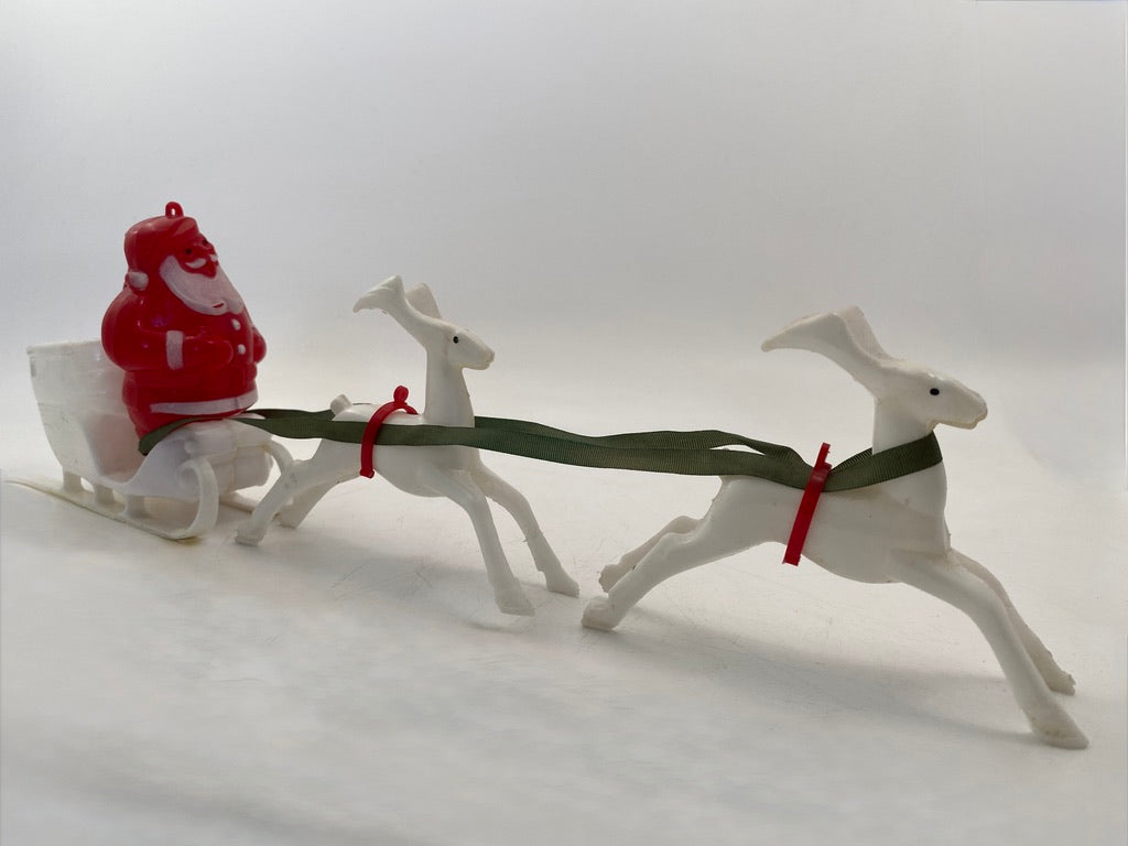 Midcentury Santa Claus and his Reindeer by Rosbro, Providence RI