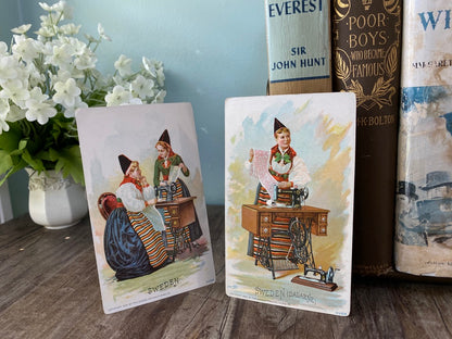 Antique Singer Sewing Advertising Cards, Swedish Collectibles at Duckwells