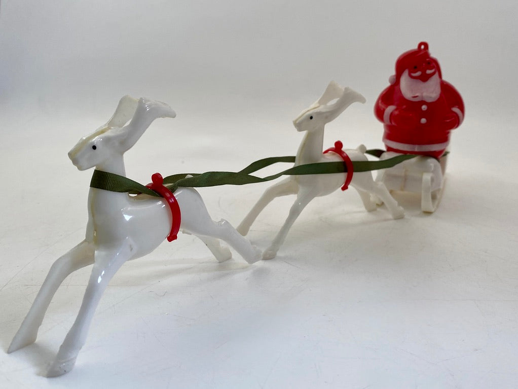 Midcentury Santa Claus and his Reindeer by Rosbro, Providence RI