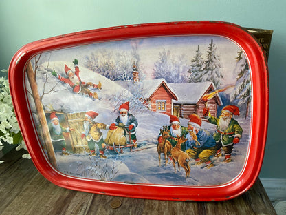 Vintage Erik Forsman Gnome Winter Scene Tray at Duckwells
