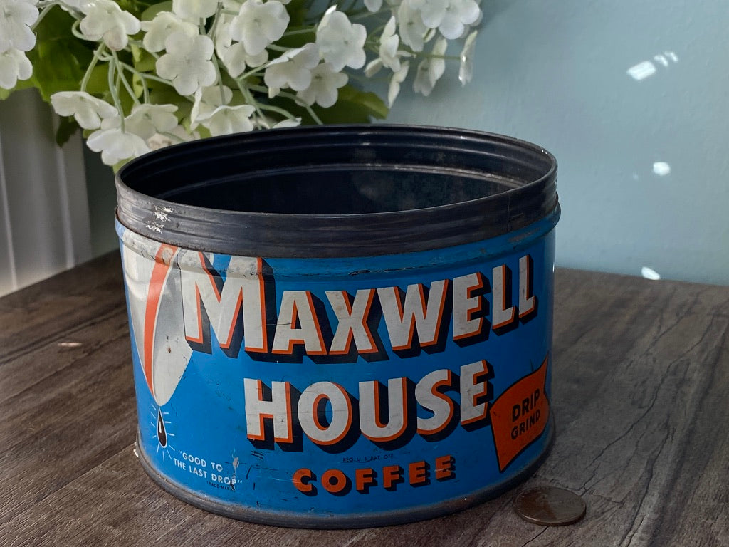 Midcentury Maxwell House Coffee Tin Can at Duckwells