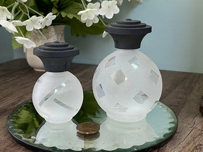 Vintage Glass Perfume Bottles, 1980s Deco Revival