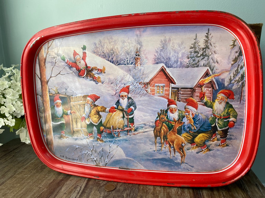 Vintage Erik Forsman Gnome Winter Scene Tray at Duckwells