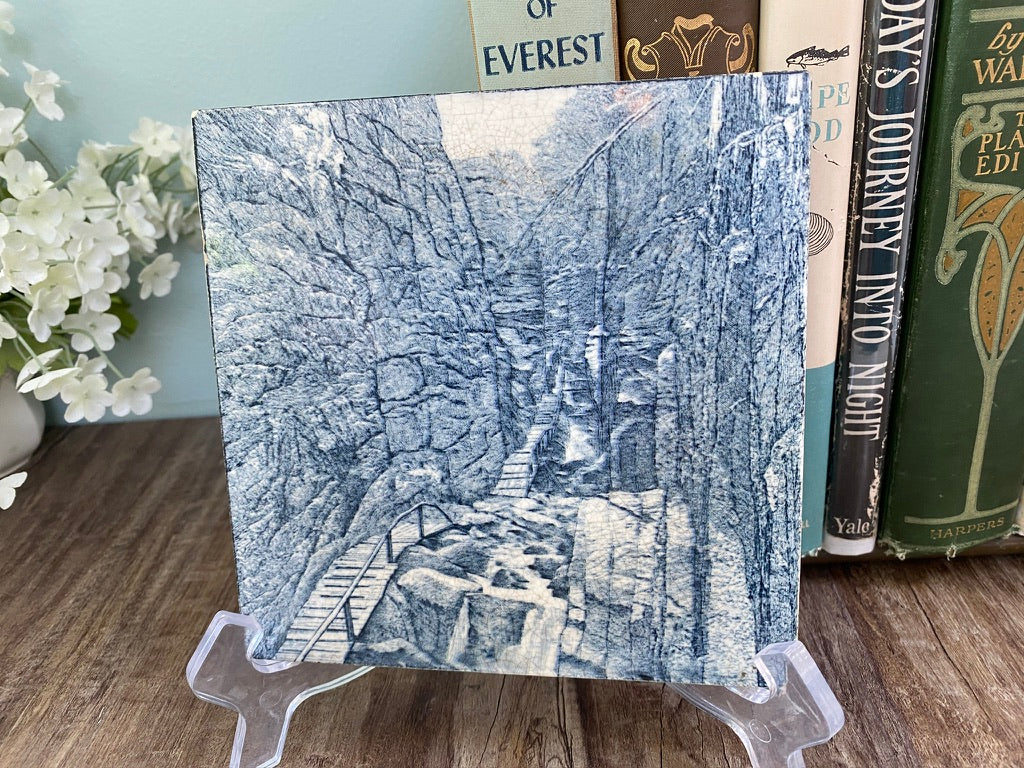 Antique Ceramic Tile of The Flume Gorge, Franconia NH at Duckwells