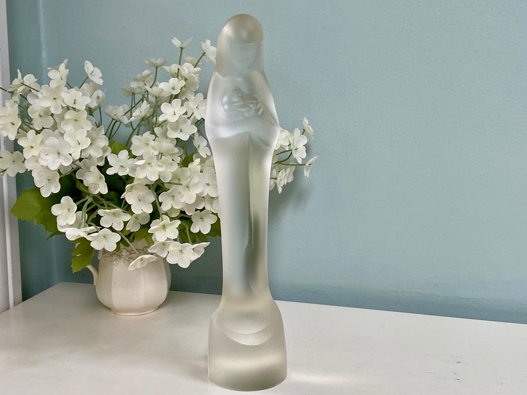 Vintage Madonna and Child Glass Figurine by Leerdam at Duckwells