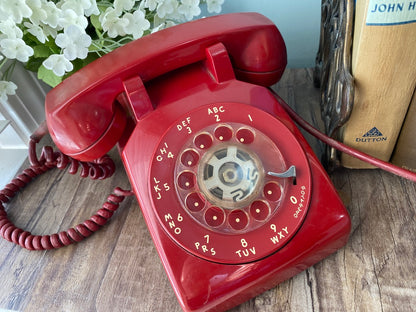 Vintage Red Rotary Dial Telephone at Duckwells