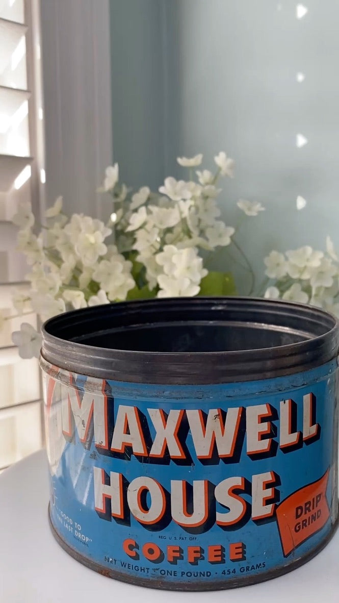 Midcentury Maxwell House Coffee Tin Can at Duckwells