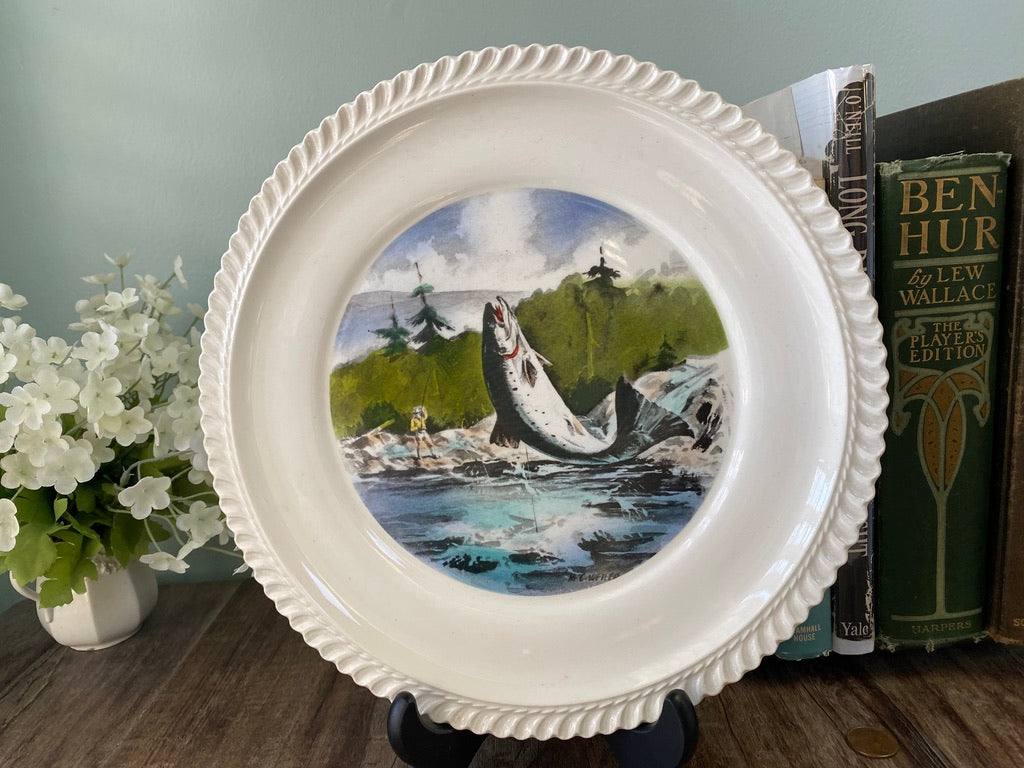 Vintage LL Bean Plate, Atlantic Salmon by Delano Studios at Duckwells