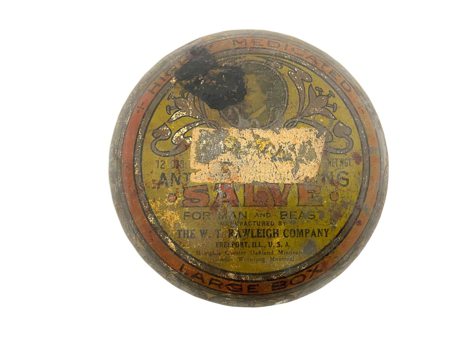 Antique Advertising Tin Rawleigh Salve for Man and Beast - Duckwells