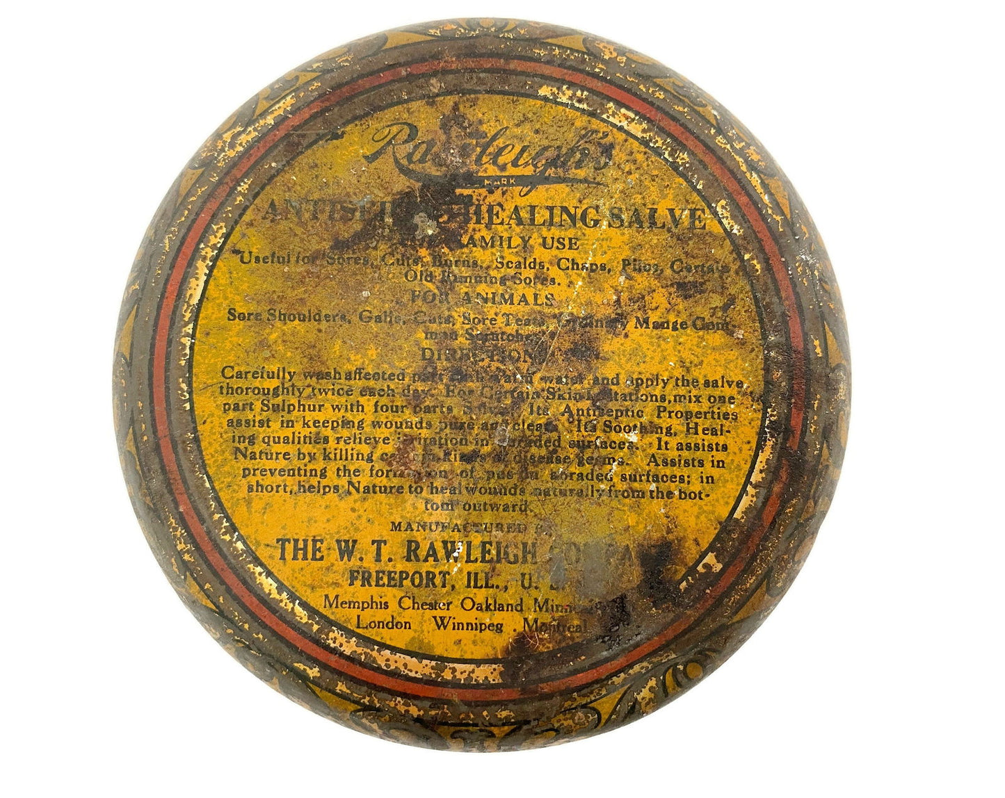 Antique Advertising Tin Rawleigh Salve for Man and Beast - Duckwells
