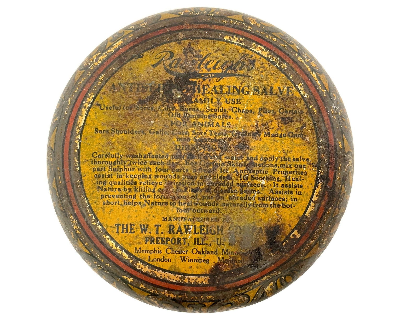 Antique Advertising Tin Rawleigh Salve for Man and Beast - Duckwells