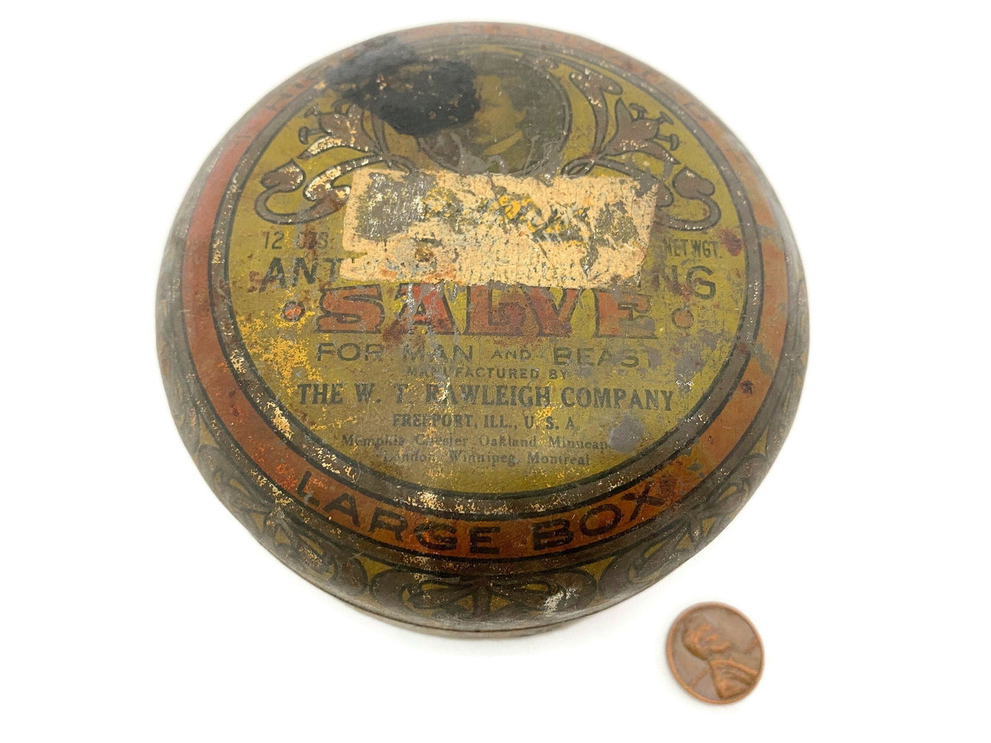 Antique Advertising Tin Rawleigh Salve for Man and Beast - Duckwells