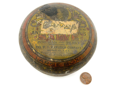 Antique Advertising Tin Rawleigh Salve for Man and Beast - Duckwells