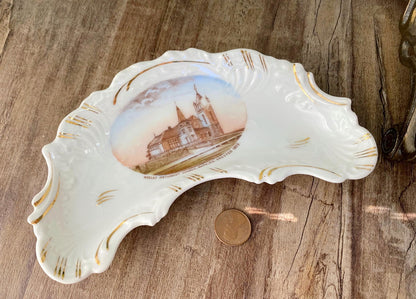 Antique Bath Maine German Porcelain Souvenir Dish - Duckwells