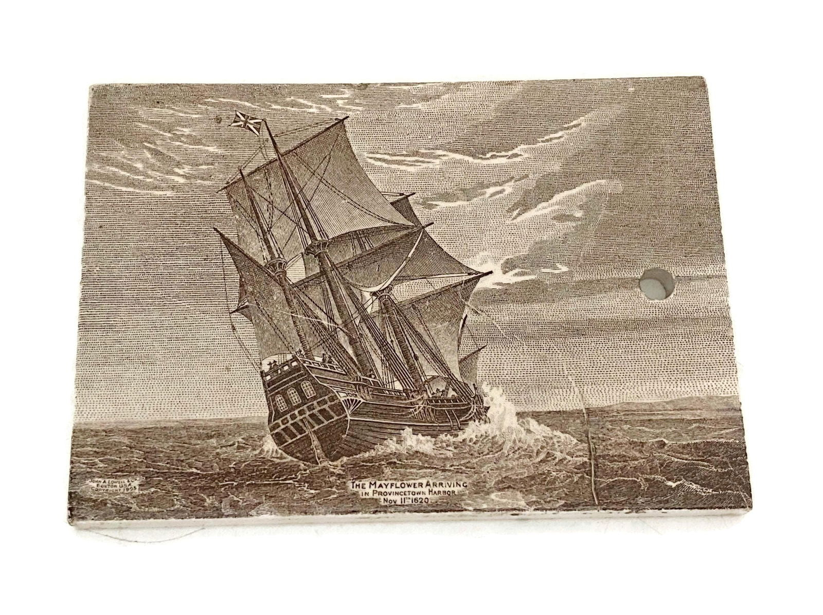 Antique Ceramic Calendar Tile - 1910 The Mayflower - Duckwells