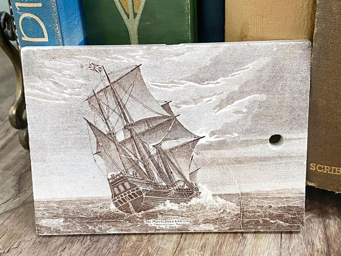 Antique Ceramic Calendar Tile - 1910 The Mayflower - Duckwells