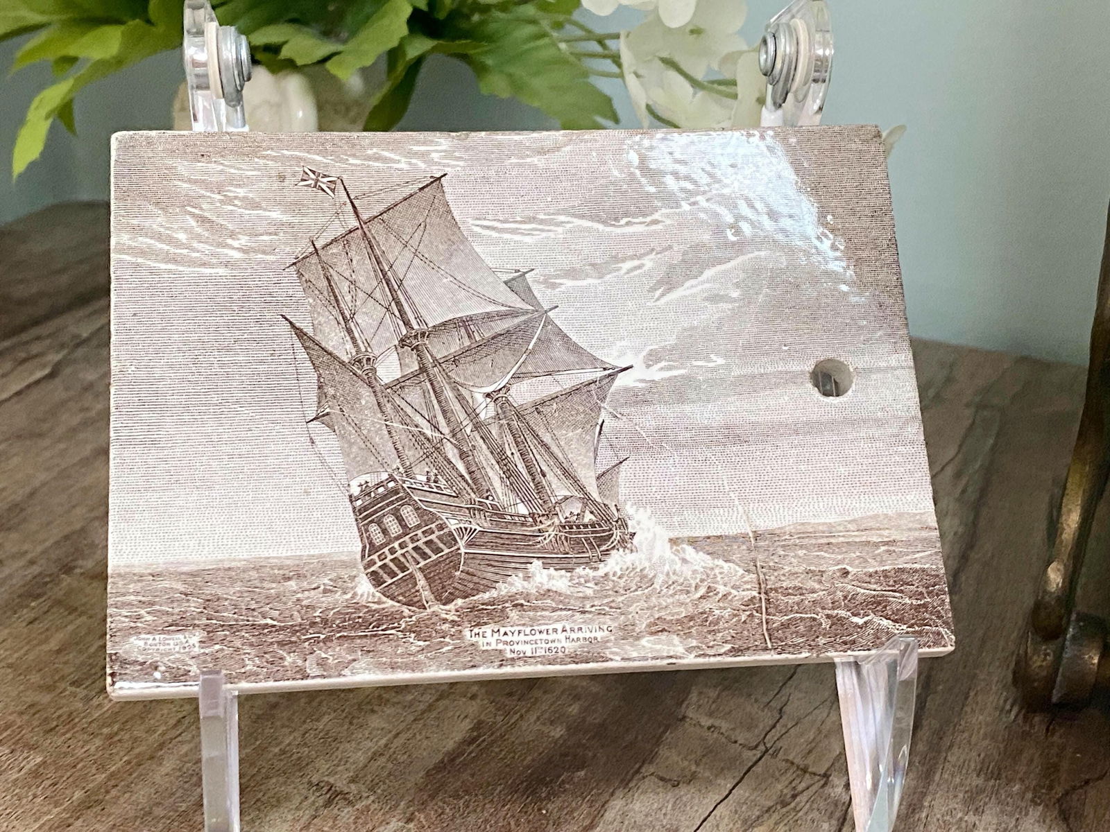 Antique Ceramic Calendar Tile - 1910 The Mayflower - Duckwells