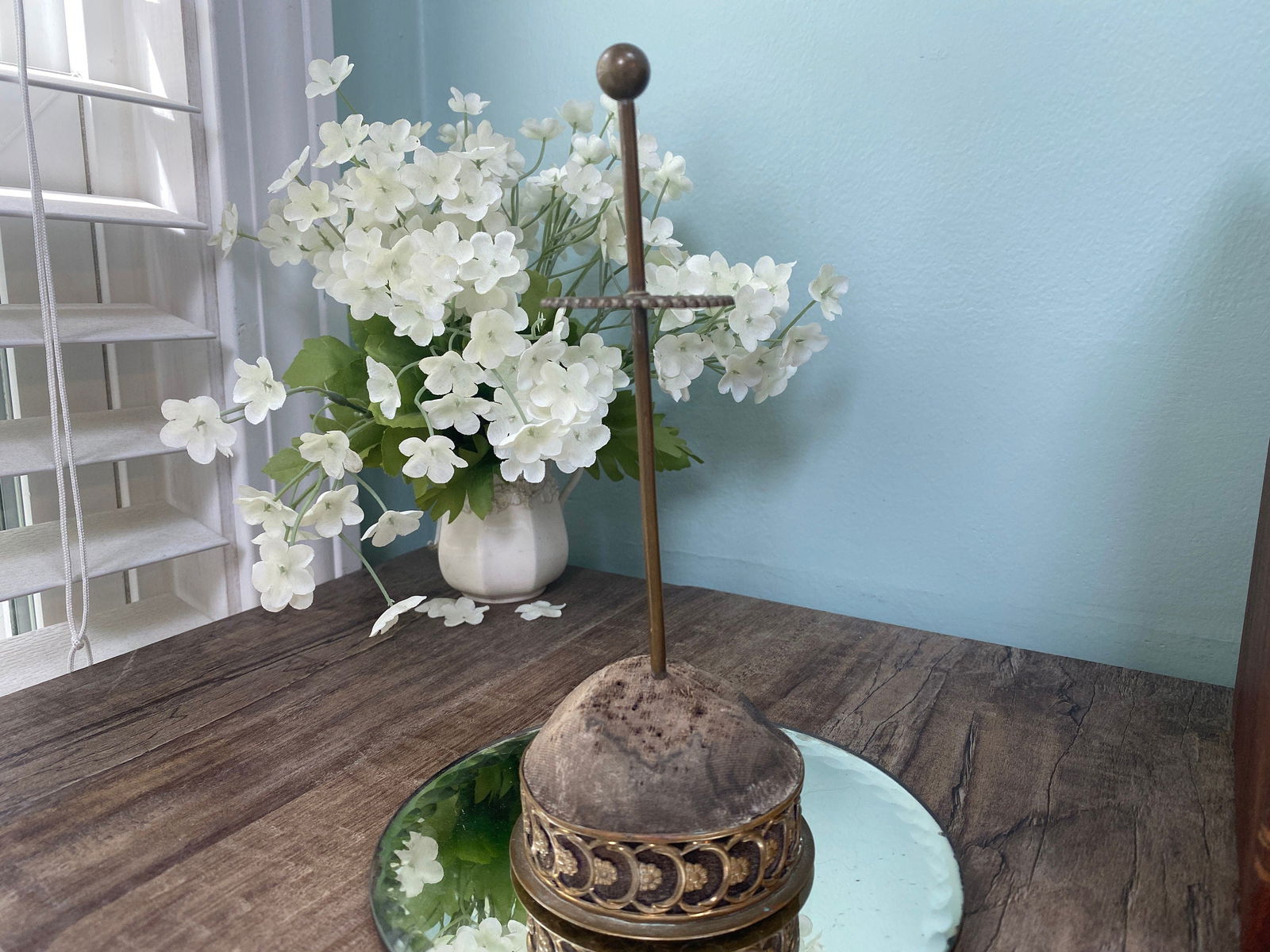 Antique Metal Hatpin Holder and Hat Pins - Duckwells