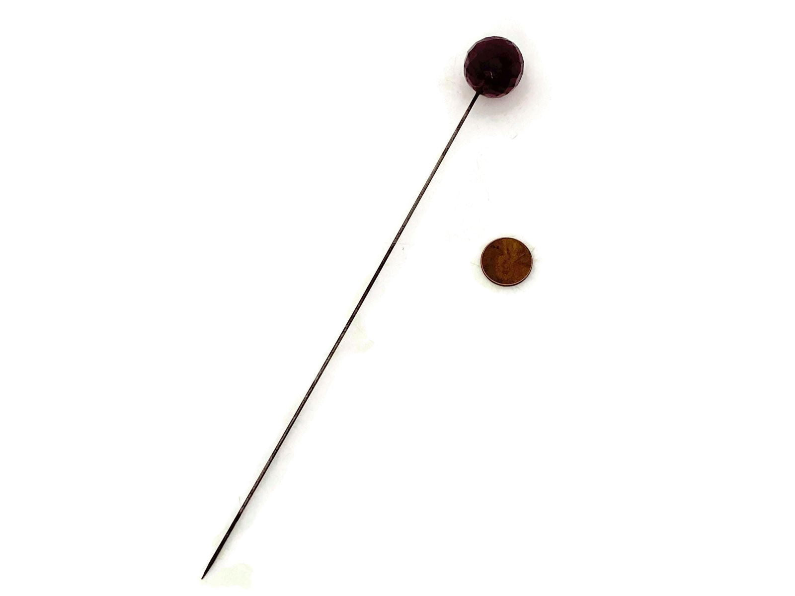 Antique Victorian Purple Faceted Glass Hat Pin - Duckwells