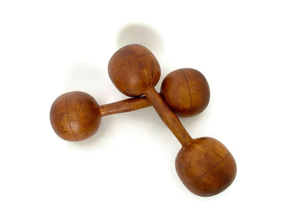 Antique Wood Weight Set - Vintage Wooden Barbells - Duckwells