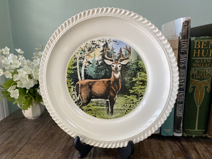 Vintage LL Bean Plate, White Tailed Deer by Delano Studios at Duckwells