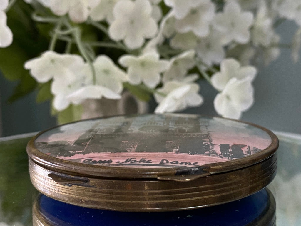 Midcentury Notre Dame Mirrored Compact at Duckwells