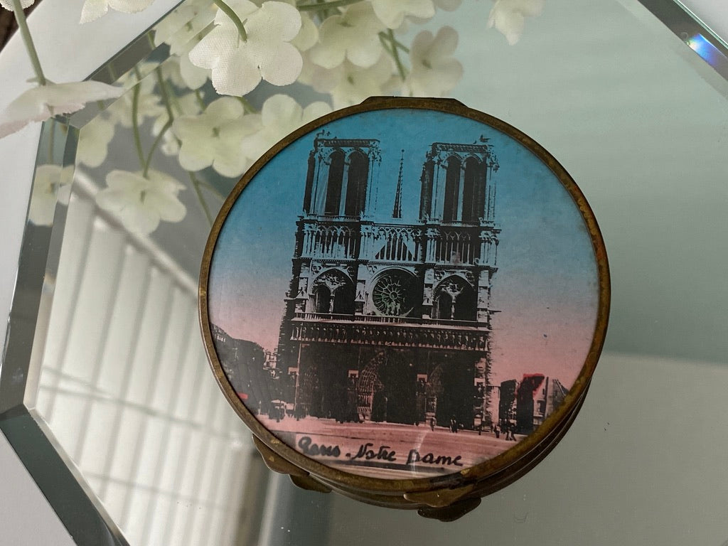 Midcentury Notre Dame Mirrored Compact at Duckwells