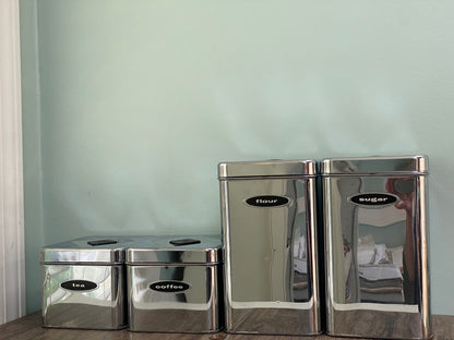 Vintage Chrome Canister Set By Masterware Canette at Duckwells