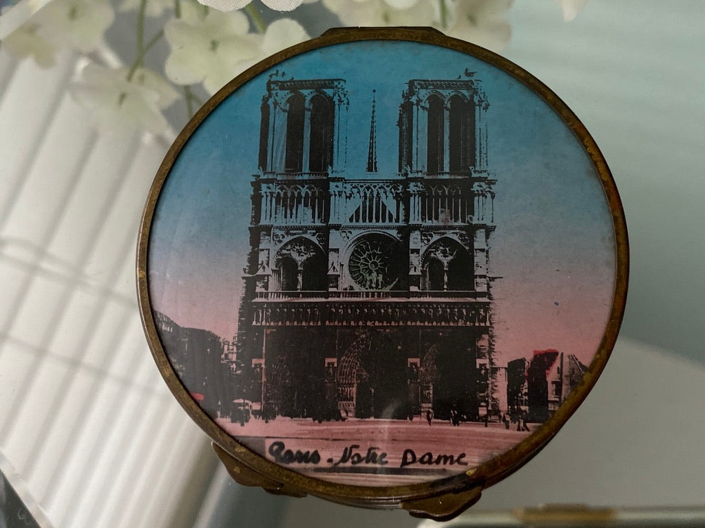 Midcentury Notre Dame Mirrored Compact at Duckwells
