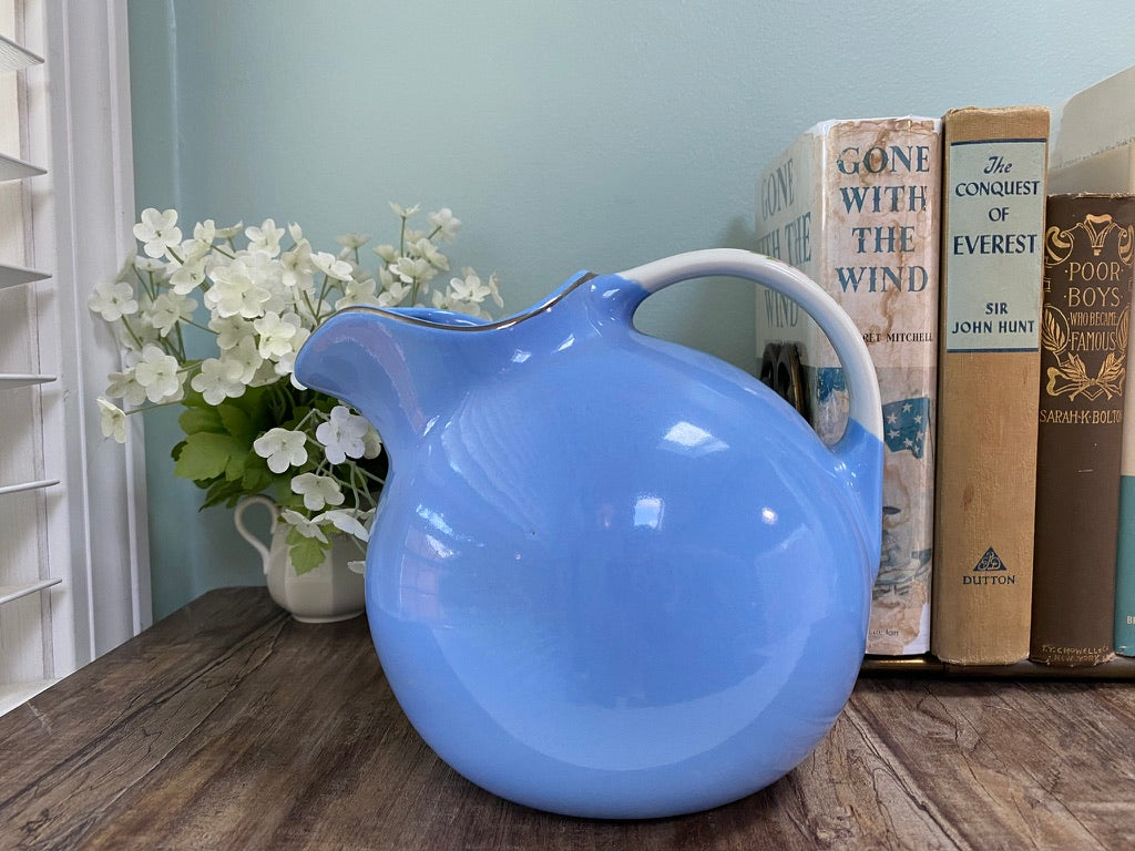 Vintage Ball Pitcher Hall Pottery Royal Rose Medallion at Duckwells