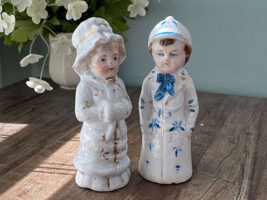 Antique Couple Salt and Pepper Shakers at Duckwells
